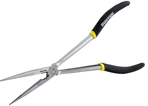 SURTEK Long Nose Pliers - 11 Extended Reach Needle Nose Plier with Side Wire Cutter & Forged Steel Construction - 931
