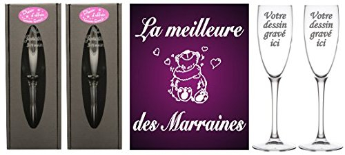 Flute Gravée - Les meilleur des Parrains/Marraines - Baptême Garçons et Filles