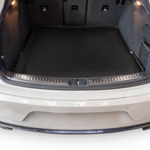 Travall Kofferraummatte Kompatibel mit Porsche Macan (2014-2018) Autospezifischer Kofferraumwanne Hundefreundlicher Kofferraumschutz wasserdichte Schwarze Gummi-Frachtmatte