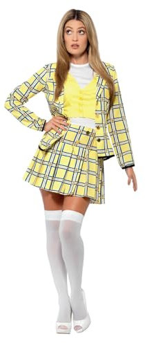 Smiffys Clueless Cher Costume in Yellow for Adults, Jacket, Top, Skirt, and Knee-High Socks, Officially Licensed, Iconic Fitted Blazer and Elasticated Skirt, Ideal for Groups and Students Halloween