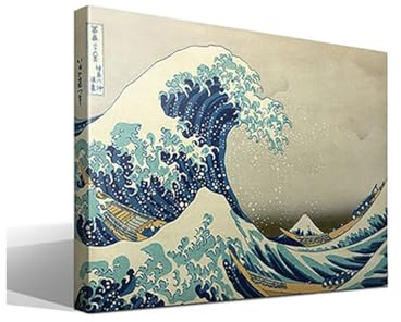 CF CUADROSFAMOSOS.ES CUADROSFAMOSOS.ES Druck auf Leinwand - Katsushika Hokusai - Die große Welle vor Kanagawa - 95x70cm
