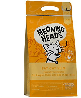 Meowing Heads Dry, Reduced-Calorie Cat Food - Fat Cat Slim -100% Natural Chicken and Fish, Grain-Free Recipe with Reduced Fat, 1.5 kg