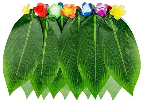 Boland 52245 - Hawaii Rock Palmblätter, Minirock mit künstlichen Blättern und bunten Kunstblumen, Beachparty, Sommerfest, Karneval, Mottoparty, Hula Hula