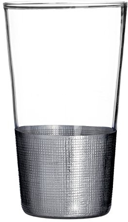 Premier Housewares Apollo High Ball Glasses, Silver, 8 x 8 x 14 cm, Set of 4