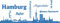 GRAZDesign Wandtattooo Skyline Hamburg Aufkleber Wohnzimmer Büro Wandaufkleber Wandsticker, Jugendzimmer, Wanddeko Wohnbereich Größe XXL, 150x57cm, 053 hellblau