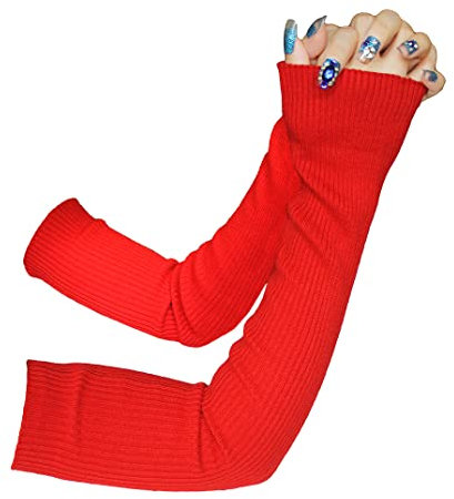 Share Maison Armstulpen für Damen, Wollstrick, Kaschmir, lange fingerlose Armstulpen, 50 cm, Winterhandschuhe, 10-rot, Medium