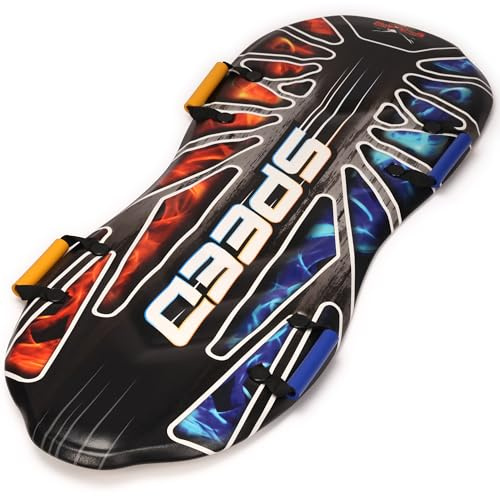 Flexible Flyer Premium 2 Person Foam Sled for Kids and Adults - Large 50 Winter Toboggan Bobsled with Handles, Extremely Lightweight Snow Sled for Ages 5 & Up