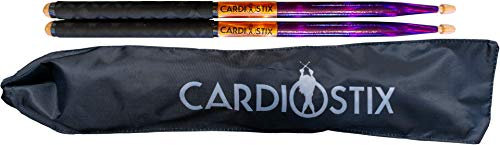 CardioStix Bundle Plus Gewichtete (1 Paar) 142 g pro Paar American Hickory Wood Cardio Drum Sticks 2B 40,6 cm lang mit neuen verbesserten Griffen, für Schlagzeug, Fitness, Übungen (lila/kupfer)