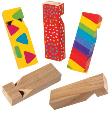 Baker Ross Pfeifen aus Holz (5er-Pack) Perfekt für Kinder-Goodie-Bags, Halloween-Partyartikel, Pinata-Füller oder Geburtstagsgeschenke für Jungen / Mädchen
