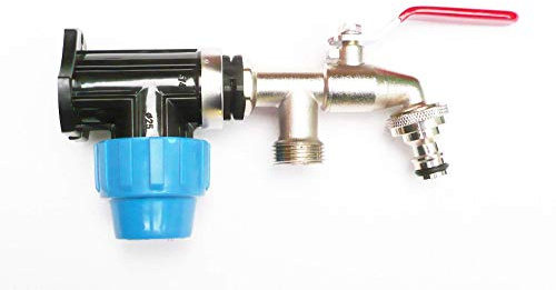 MDPE Compression Wall Plate Elbow (25mm) with 1/2 Nickel Plated Brass Double Outlet Lever Tap