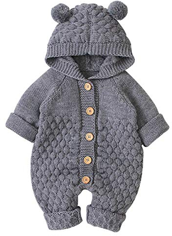 Haokaini Neugeborenes Baby Ohr Kapuze Gestrickte Strampler Overall Winter wärmer Schneeanzug für Jungen Mädchen Unterwäsche Warmer Pullover
