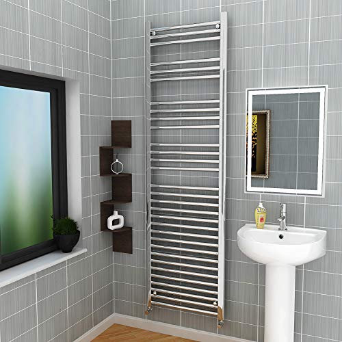 1800 x 600 mm Straight Heated Towel Rail Chrome Bathroom Ladder Radiator