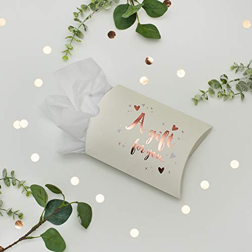Rose Gold Hearts A Gift for You Pillow Gift Box with White Tissue Paper