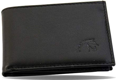 Funrey Cartera de Piel con Billetera - 6 Tarjetas y Placa de 10,5x7,5 cms. en Piel Color Negro