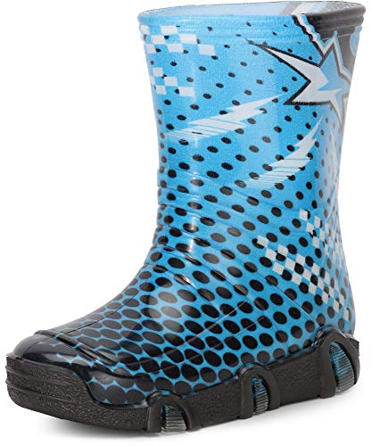 Ladeheid Stivali in Gomma Bambino e Bambina SwkBW37 (Blu Puntini 37, 21/22 EU)