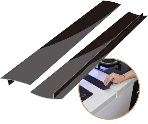 Lot de 2 bandes de remplissage en silicone pour cuisinière de cuisine, entre le four et le comptoir, le lave-vaisselle, le sèche-linge, facile à nettoyer, résistant à la chaleur, 63,5 cm Noir