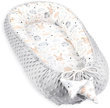 Nestchen Baby - Babynestchen Neugeborene Minky Babynest für Kinderbett Vielseitiges tragbar Nest kuschelnest zubehör für babybett warm Winter coccon Eule Grau