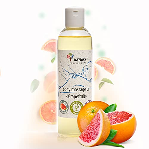 Verana Massageöl Grapefruit, Naturkosmetik Körper-Öl, Alle Haut, Pflegende Massage, Entspannend, Anti Cellulite, Anti Aging, Antiseptisch, Aromatherapie (250ml)