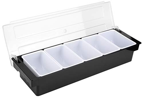 Zutatenbehälter mit 5 Fächern, großer Kunststoff-Gewürzhalter, Bar, Obstkorb, Salat, Tacco, Cocktail, Garniertablett für Snackstation, Buffet, Pizzabelagstation(5 Compartment)