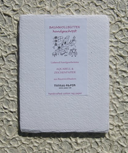 handgeschöpftes Büttenpapier Aquarellpapier A6 10 Bogen/Set 200g/m² naturweiß BaumwollLinters