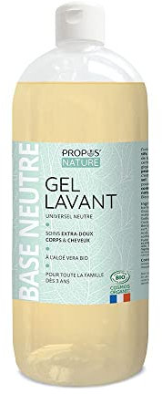 Gel douche Neutre Bio - Visage, Corps et Cheveux - Convient à toute la famille - Peau sensibles - Certifié Biologique - +99% d'ingrédient d'origine naturelle - Fabriqué en France - 1L - PROPOS'NATURE