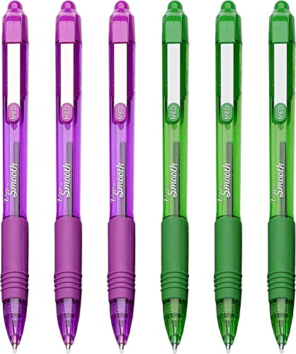Zebra Z-Grip Smooth Kugelschreiber, einziehbar, 3 x Grün, 3 x Violett