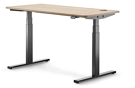 Trendoffice to-Swift smart Table | elektrisch höhenverstellbarer Schreibtisch | beugt Rückenschmerzen vor | Memory-Funktion, Bedienung per App (Platte Eiche, Gestell schwarz)