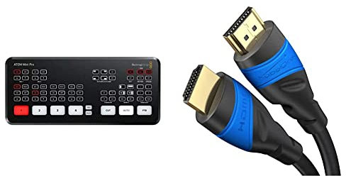 Blackmagic Design ATEM Mini Pro Mixeur vidéo Noir & KabelDirekt 10m Câble HDMI 4K compatible avec (HDMI 2.0a/b, 2.0, 1.4a, 4K Ultra HD, 3D, Full HD, 1080p, HDR, ARC) TOP Series