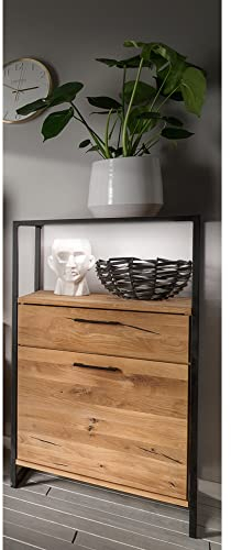 Lomadox Kommode Eiche massiv geölt, inkl. Beleuchtung, B/H/T: ca. 60/108/39 cm