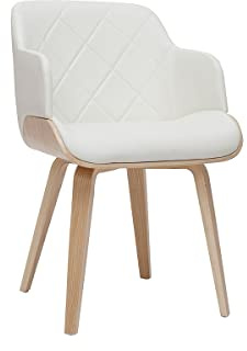 Miliboo Design-Stuhl weiß und helles Holz Lucien