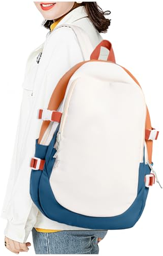 HYC00 Schulrucksack Mädchen Teenager Schultaschen Damen,Leichtgewicht Rucksack Jugendliche für Schul College 14 Zoll Laptop,Wasserdicht Schulranzen Jungen, Backpack Herren,Daypacks,Orange&DunkelBlau