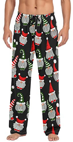 Ollabaky Pyjamahose für Herren PJs Hose Sleep Lounge Hose mit Taschen, S M L XL XXL, Multi-Zwerg, Small