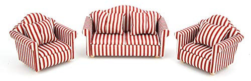 Maßstab 1:12 DIY Puppenhaus Sofa mit Kissen Mini Puppenhaus Möbel Couch & Stuhl Miniatur Holzmöbel Handarbeit Handwerk Zubehör Puppenhaus Zubehör