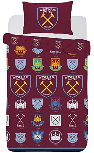 C Stores Hammers Wst Ham Single Size Duvet Cover Reversible Bedding Set with Pillowcase HISTORICAL CRESTS LIMITED EDITION