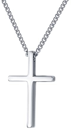 Tadipri 1 Stück Kreuz Kette Halskette Kreuz Symbol Basic in Silber (lichtecht & schweißfest)