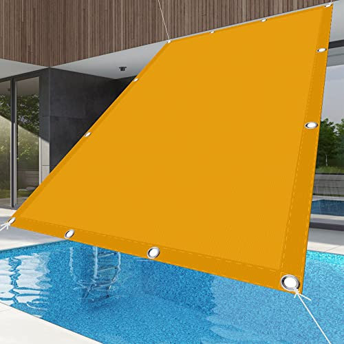 Waterproof Garden Sun Shade 3 x 6 m(9.8 x 19.7ft), PES Polyester 98% UV Block Patio Sail pergola with Free Rope for Outdoor Patio Garden Lawn Pergola Decking, Gold