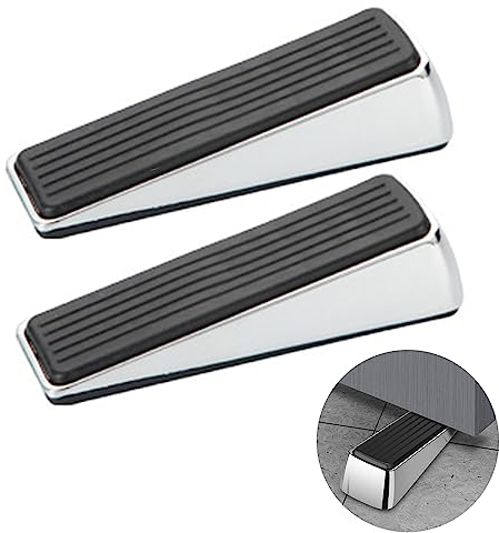 2 PCS Arrêts Cale De Porte, Cale de Porte Robuste, Cale De Porte Sol, Stopper Cales Portes, Cale Stop Sol Door, pour Patio Extérieur, Maisons, Ecoles, Bureaux, Garage Noir