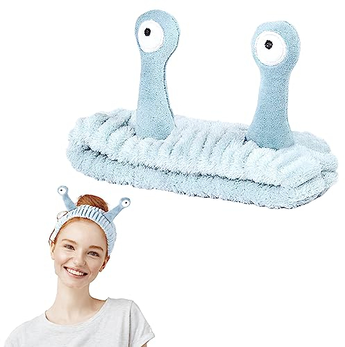 Stirnbänder für Damenhaar, Spa-Hautpflege-Stirnband, Palmen- und Schnecken-Make-up-Stirnbänder, elastisches Stirnband zum Waschen des Gesichts, Sport, Schönheit, Hautpflege (Hellblau)
