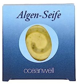 Oceanwell Basic | Algen-Seife | Reinigung für Gesicht, Körper Hände | Mit pflegenden Ölen | NATRUE zertifizierte Naturkosmetik | Vegan | 80 g