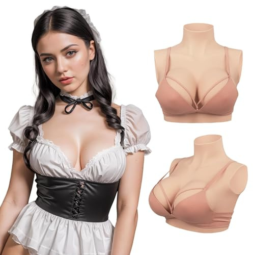 Minaky Faux Seins Silicone Fournitures Mastectomie Silicone Prothèse Mammaire Fausse Poitrine Réaliste pour Transgender（C Cup Blanc）
