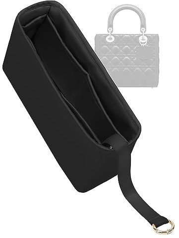 ZYZii Handtaschen Organizer, Premium Seide Taschenorganizer Perfekte Passform Lady Dior Micro/Mini/S/M/L Tasche, Luxuriöser Tasche in Tasche Organizer (Noir, Large)