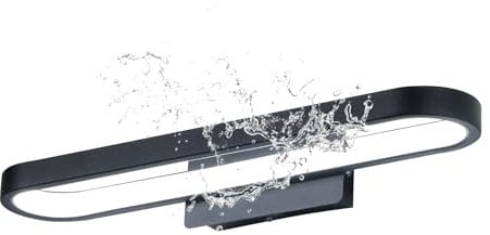 Lightsjoy Bathroom Wall Lights 10W Black Mirror Wall Lamps with Switch Picture Lights Bathroom Mirror Light IP44 Waterproof LED Light Above Bathroom Mirror for Makeup 6000K Cool White