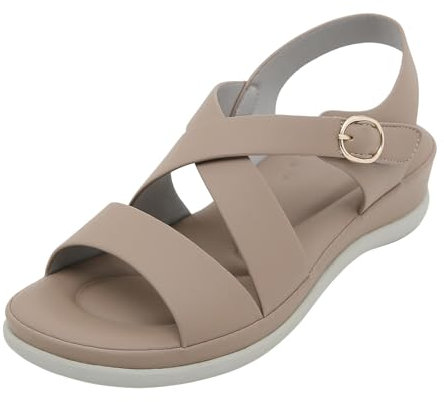 Henagehde Sandales Femme été Confortable Mules Bout Ouvert Plateforme Pantoufles Compensées Sandales en coin Femme Orthopédique Sandales en cuir plat Chaussures de Plage