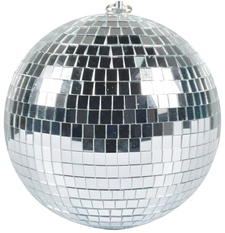 Sfera a specchio da discoteca, 20 cm, sfera da discoteca, lucida, per albero di Natale, matrimonio, carnevale, festa di compleanno, decorazione argentata, effetto luce