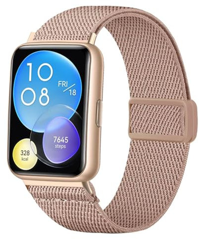 CUNUJIX Cinturino di ricambio elastico in nylon per Huawei Watch Fit 2 Active/Elegant/Classic, elastico, chiusura magnetica, per Huawei Watch Fit 2 Donna Uomo, Nylon, Senza Gemstone