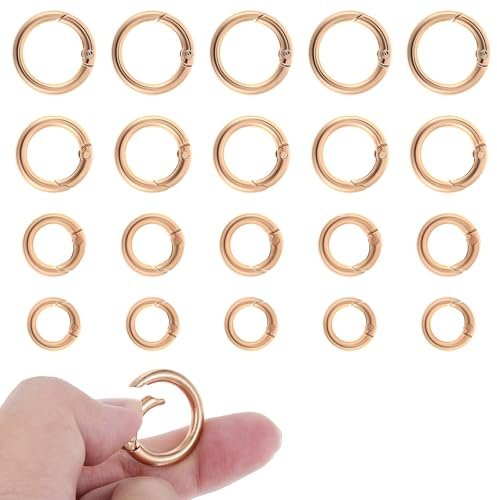 20 Stück Rund Karabiner 20/25/28/33 mm O-Ring Legierung Karabiner Gold Federspaltringe Klein Schlüsselring für Bastelarbeiten DIY Taschenringe Handwerk Machen Zubehör