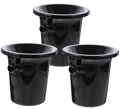 LALADEFIEE Wine Tasting Accessory Set 3pcs Black Plastic Spittoons Ice Bucket Function
