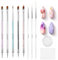 Beetles Nail Art Brushes, 8pcs Double-headed Nail Art Tool Set, Nail Dotting Tools, Striping Nail Art Brushes for Lines, Nail Drawing Pen with Bow knot Stickers Gift for Women