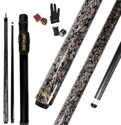 OKHEALING Biljardkö kol T700 kolfiber 56 tum XTC 10 mm spets biljardtillbehör 1/2 gemensamma handgjorda raka för 8-bollar/9-boll 20 oz med förvaringsfodral