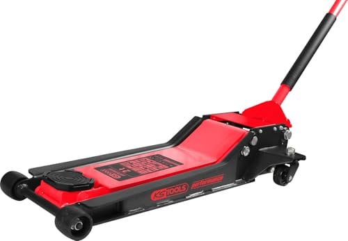 KS Tools 160.1025 Performance Hydraulischer Stahl-Wagenheber, 2000 kg, flach, Hubhöhe: 75-610 mm